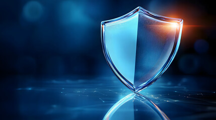 Poster - a glass shield representing digital security protection
