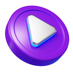 violet play button 3d isolated transparent PNG	
