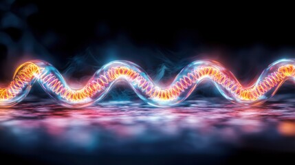 Poster - dynamic waveform visualization abstract science art digital creation futuristic environment close-up