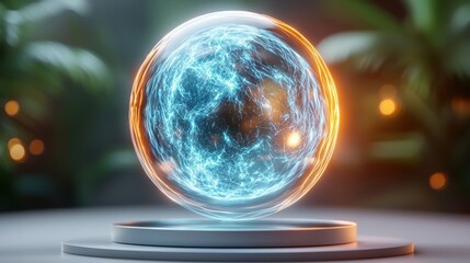 Poster - dynamic energy sphere digital realm 3d visualization futuristic design close-up perspective conceptu