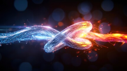 Poster - Dynamic fusion of light and energy abstract digital space visual art high-tech environment close-up perspective concept of connection