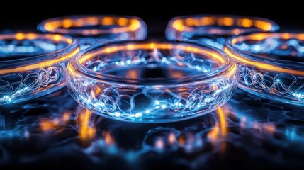 Poster - Dynamic light patterns futuristic environment digital art abstract composition close-up view innovation in design