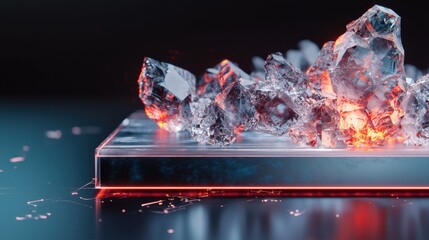 Poster - Dynamic crystal explosion studio setting 3d render high-tech environment close-up viewpoint visual impact concept