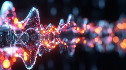 Poster - Dynamic wave patterns and light reflections abstract visual art digital art vibrant colors close-up view creative concept design