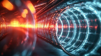 Poster - Exploring the vibrant energy of a futuristic tunnel digital realm visual art abstract environment close-up view technology concept