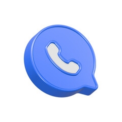 Poster - call icon 3d blue color realistic
