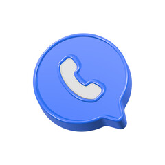 Poster - call icon 3d blue color realistic