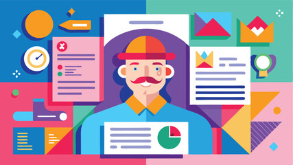 Leinwandbilder - Digital worker analyzing data while surrounded by colorful charts and graphs in a modern workspace during daytime