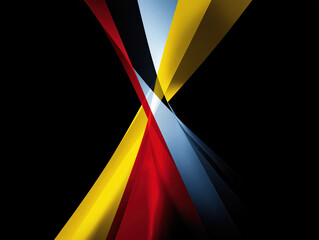Poster - Colorful abstract design with flowing shapes and vibrant hues in a dark background