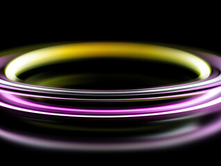 Fototapete - Colorful neon rings glow in the dark, creating a mesmerizing visual effect