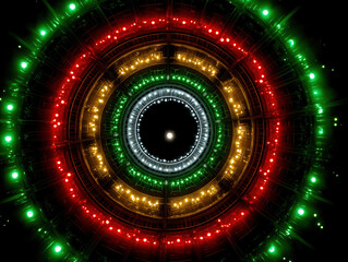 Fototapete - Colorful circular light display creating a vibrant atmosphere in a dark setting at night