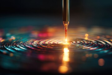 Poster - an artistic image of liquid being poured into a swirling colorful pool, creating a mesmerizing vorte