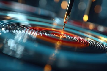 Poster - Close-up of a high-precision laser welding process on a complex metal surface, showcasing advanced technology and intricate detail in a cutting-edge industrial setting.