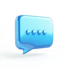 Poster - 3d Simple Blue Message Box Icon, 3d Shiny Blue Chat Box Icon On White Background, 3d illustration