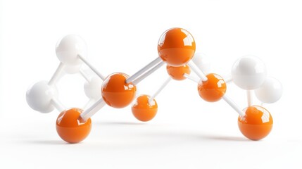 Poster - Abstract molecular structure with orange and white spheres connected by rods on a white background illustration