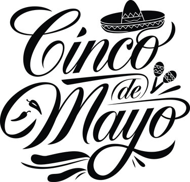 Cinco de mayo Calligraphy lettering background| Cinco de mayo celebration| Mexican holiday banner design. Vector illustration with White Background