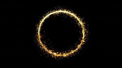 Wall Mural - gold bokeh frame. sparkling lights on a black background. ideal for holidays, celebrations, and desi
