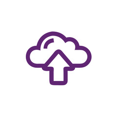 Poster - Cloud Upload Icon: Purple cloud upload icon, symbolizing data storage, transfer, and connectivity. Clean, simple, and modern design. 
