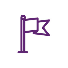Poster - Purple Flag Icon: A simple, modern icon of a purple flag waving gently on a pole. Perfect for indicating location, achievement, or direction.