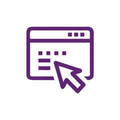 Poster - Online Access: A purple line art cursor clicking a website interface icon.  Simple, clean design.