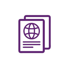 Poster - Global Documents Icon: This sleek and modern icon symbolizes global connectivity and information exchange. It's perfect for presentations, websites, or apps related to international business, travel.