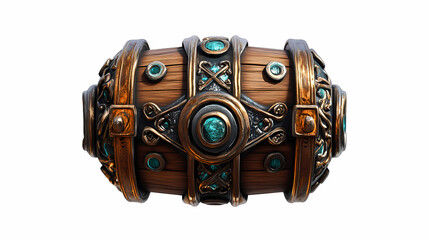 Wall Mural - 3d barrel model storage and preservation in norse lore. 3d illustration, 3d element, 3d rendering. 3d visualization isolated on a transparent background. Dreamforged Lore. Illustration