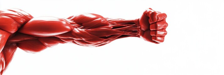 Leinwandbilder - Detailed red muscle illustration showcasing a flexed arm against a clean white background