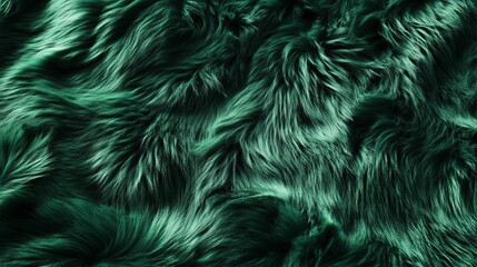 Wall Mural - A close up shot of a dark green faux fur texture filling the entire frame with soft fibers visible