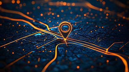 The image shows a 3D rendering of a black background that includes a GPS navigator