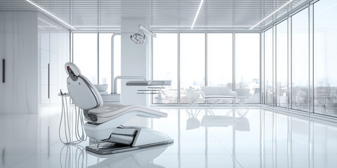 Poster - Modern dental office showing equipment and city view