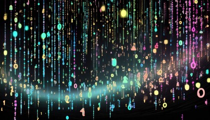 abstract digital binary code, computer matrix data falling numbers concept background, graphic resource