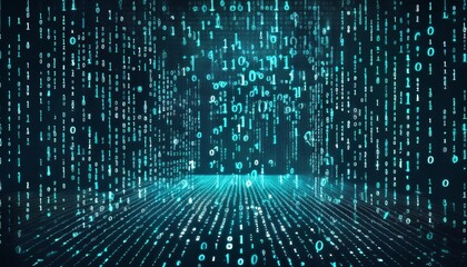 abstract digital binary code, computer matrix data falling numbers concept background, graphic resource