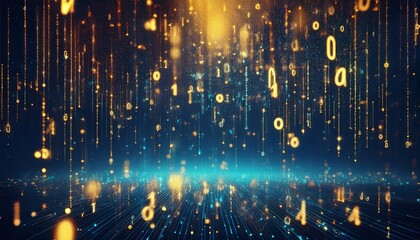 abstract digital binary code, computer matrix data falling numbers concept background, graphic resource