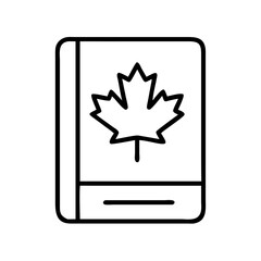 Poster - Canadian travel guide book with maple leaf icon for canada tourism and vacation planning trip