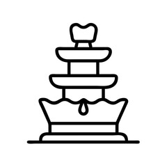 Poster - Outline drawing of a tiered water fountain with water drop vector illustration design element