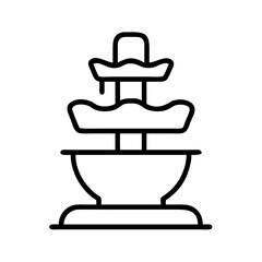 Poster - Outline drawing of a water fountain for garden decoration and outdoor landscaping design ideas