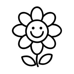 Poster - Cute smiling daisy flower drawing vector illustration for kids coloring page and design element