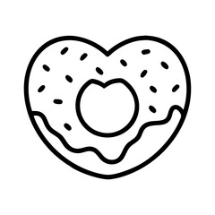 Poster - Heart shaped donut outline vector illustration for valentine's day dessert bakery sweet treat 90