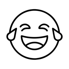 Poster - Laughing crying emoji vector illustration, happy tears emoticon, outline style, funny face icon design