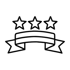 Poster - Three stars with ribbon vector graphic design element for award achievement and quality icon