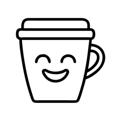 Poster - Cute coffee cup with smiling face vector illustration for cafe menu and logo design template