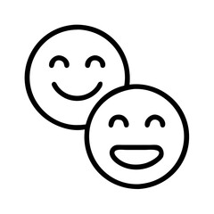 Poster - Two happy faces emoji vector illustration, smiling face icon, positive emotion symbol, cheerful graphic