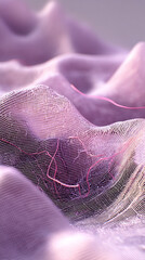 Poster - Abstract image of a lilac textile with grid pattern, creating soft waves, showcasing texture and subtle light play, ideal for background or design element