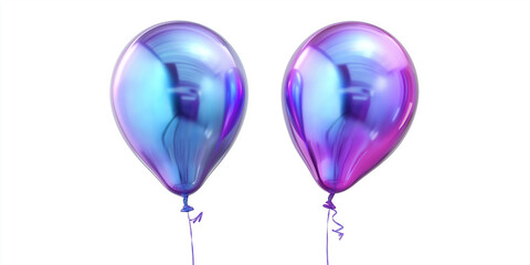 Aufkleber - Two colorful holographic balloons floating on white background