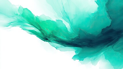 Poster - Fluid art captures the serene dance of black and white with vibrant green hues in abstract form