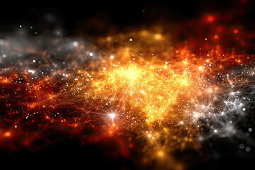 Poster - Abstract cosmic map revealing vibrant pulsing nodes and glowing ley lines in a deep space landscape