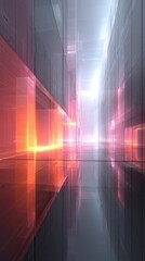 Poster - Vibrant street ciber style corridor illuminated by neon lights in an urban environment