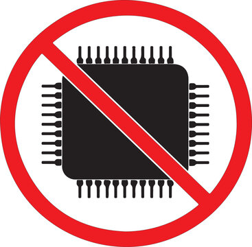 no, ban, stop CPU Icon Flat Style Isolated Vector Illustration