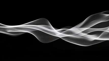 Poster - Abstract white flowing lines create a wave like pattern against a black background image art design