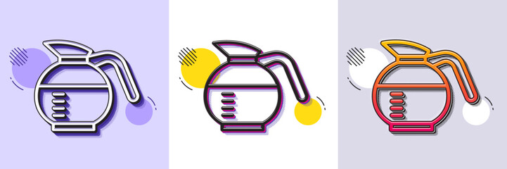 Aufkleber - Coffeepot line icon. Halftone dotted pattern. Gradient icon with grain shadow. Coffee Hot drink sign. Brewed fresh beverage symbol. Line coffeepot icon. Various designs. Vector